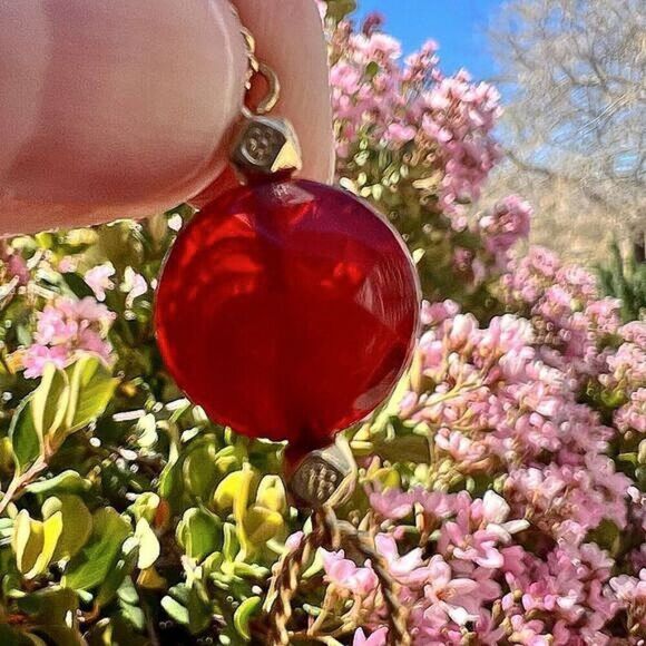 Red & Gold Bead Link Chain Necklace - Picture 7 of 8